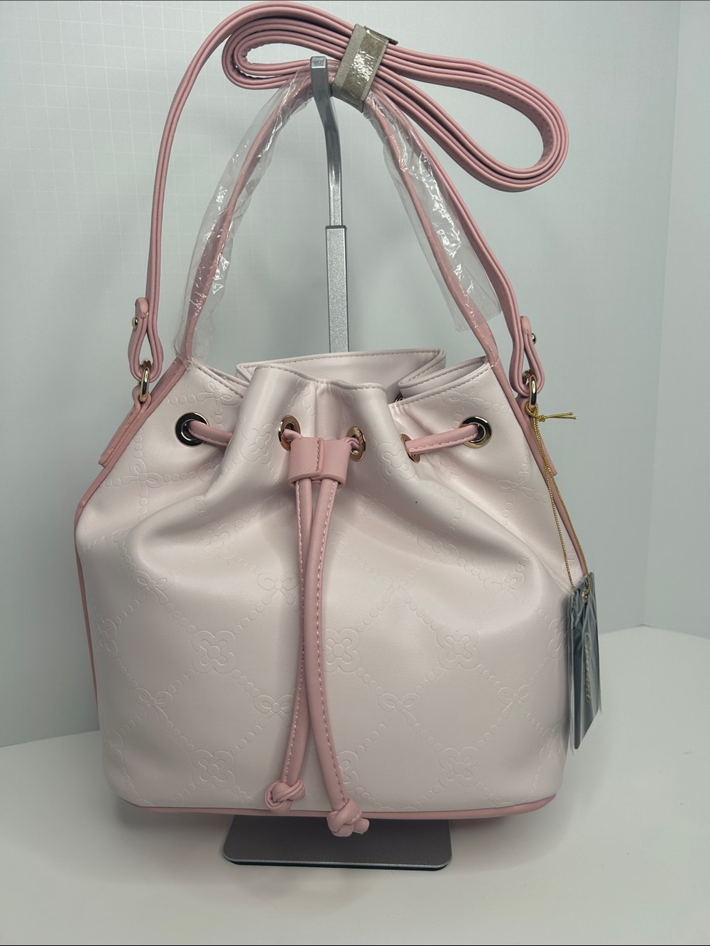 Crossi /Like Dreams Blush Mirage Drawstring Bucket Bag - Women's Shoulder Handba